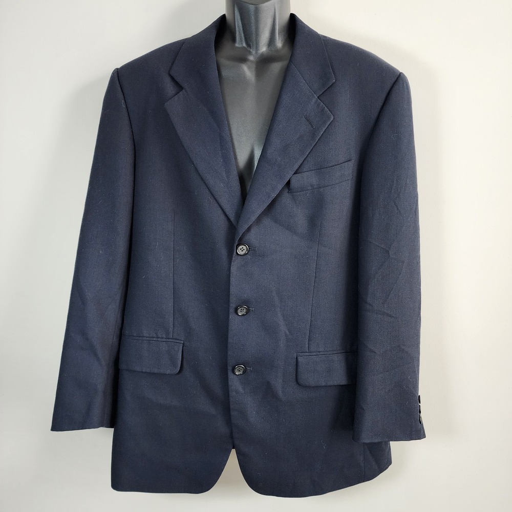 Holt Renfrew Blazer‎ Mens 44 Navy Blue Wool Grad Career Formal Event Prom Office